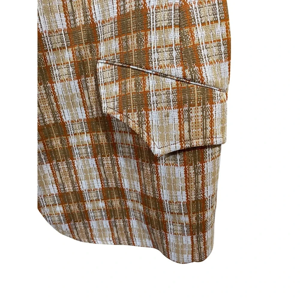 Vintage 70s Miller Western Wear Plaid Blazer Sport Coat Knit 46R / XL